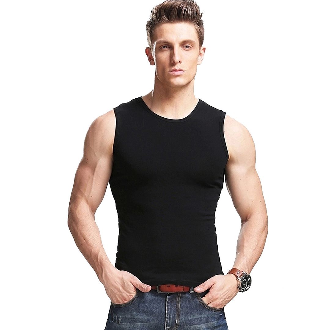 Men Clothing ONeck Vest Sleeveless TShirt Cotton Summer Wife Beater Sport Gym eBay
