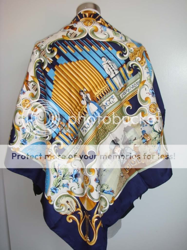 NEW AUTH HERMES ORGAUPHONE SILK SHAWL SCARF 35  