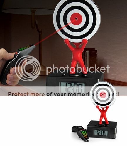 Laser Target Alarm Clock Gun Shoots Turns Off Digital Stop Snooze 